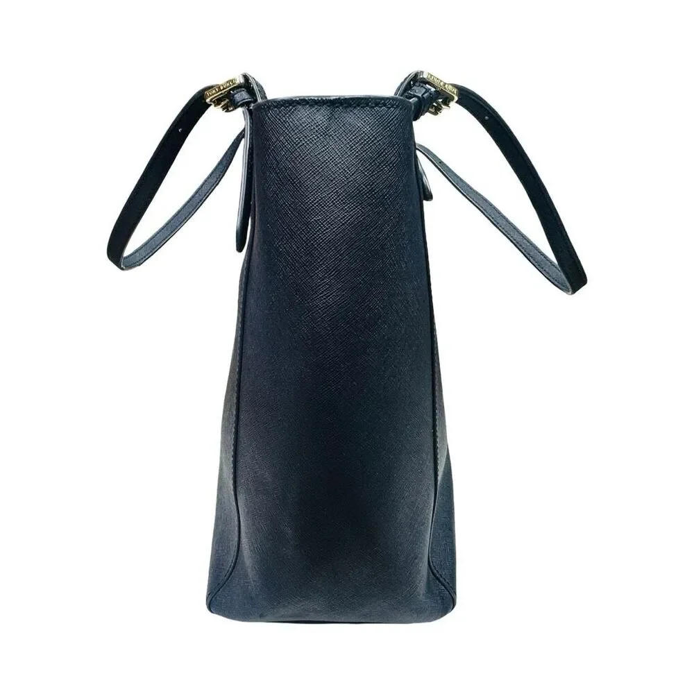 Tory Burch Large Robinson Leather Tote Bag - Navy - 14.5” x 11.25” x 4.5”